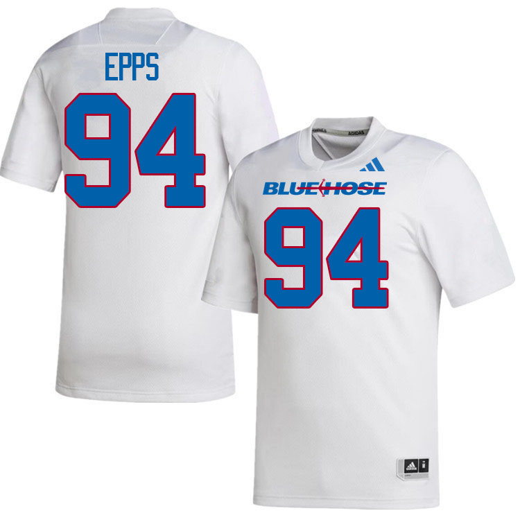 Presbyterian Blue Hose #94 Dalton Epps College Football Jerseys,Uniforms-White